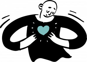 persona tocándose el corazón